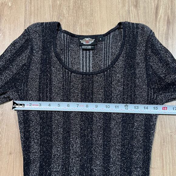 Harley Davidson Vintage 2007 Size Medium Sparkly Shimmer Goth Punk Grunge Shirt - Picture 10 of 11